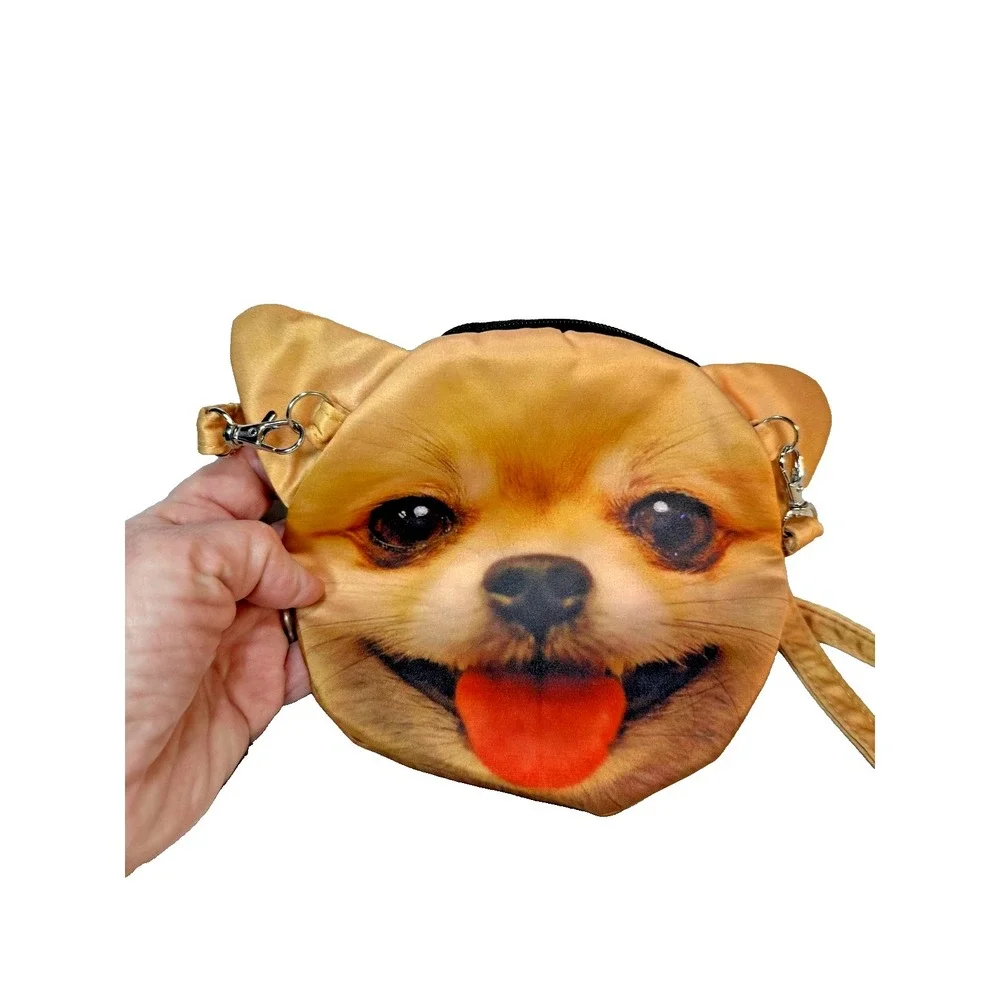 POMERANIAN Purse Crossbody Detachable Strap DOG Pom on 2 sides Zip